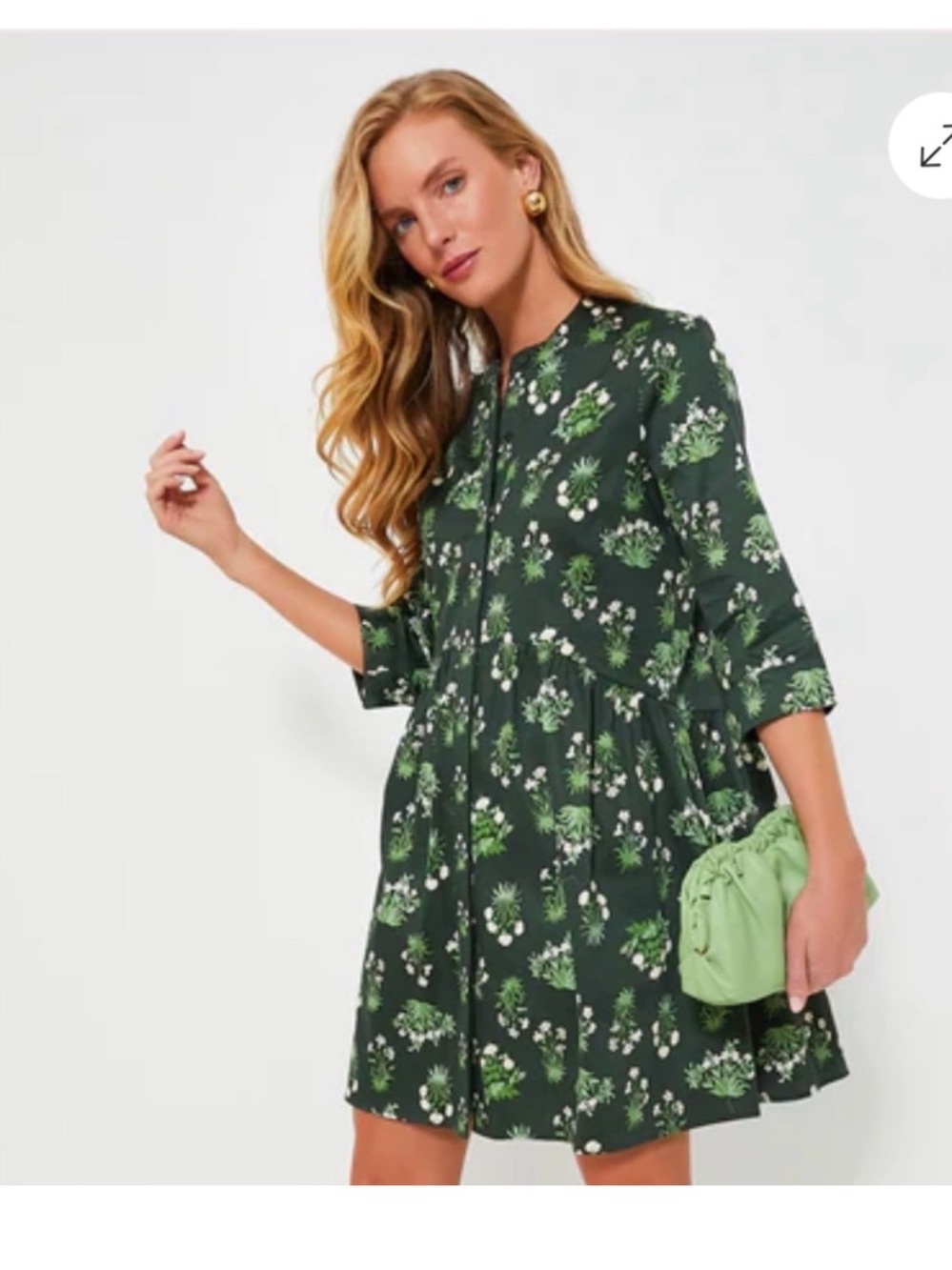 Tuckernuck Dark Green Floral Tiered Mini Dress